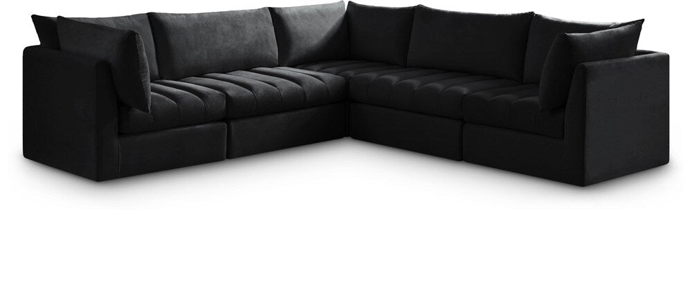 Meridian Furniture - Jacob Black Velvet Modular Sectional - 5Pc - 649Black-Sec5C veiw 1