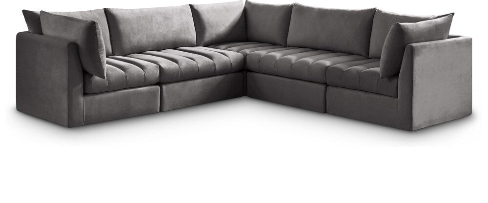 Meridian Furniture - Jacob Grey Velvet Modular Sectional - 5Pc - 649Grey-Sec5C veiw 1