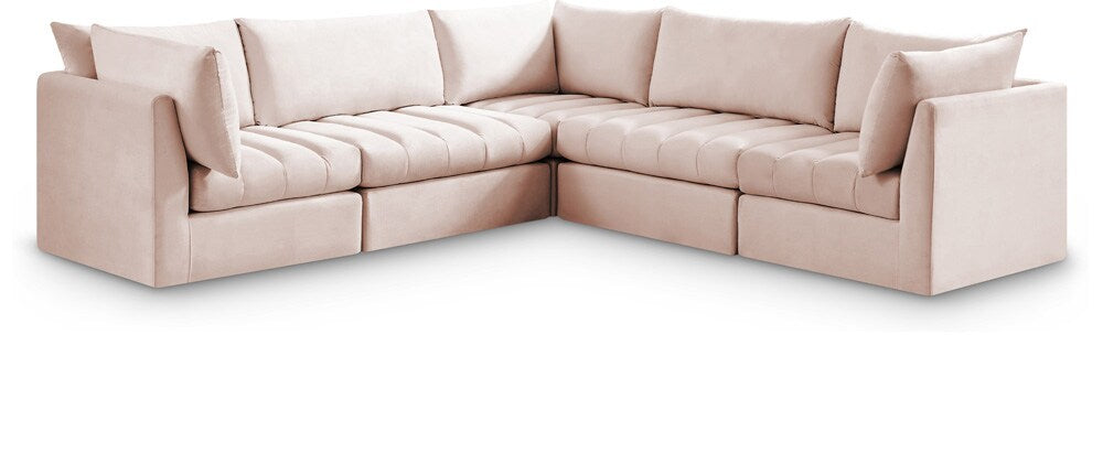 Meridian Furniture - Jacob Pink Velvet Modular Sectional - 5Pc - 649Pink-Sec5C veiw 1