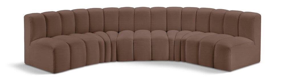 Meridian Furniture - Arc Brown Vegan Leather Modular Sofa - 5Pc - 101Brown-S5A veiw 1