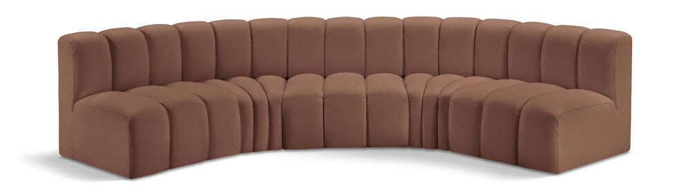 Meridian Furniture - Arc Cognac Vegan Leather Modular Sofa - 5Pc - 101Cognac-S5A veiw 1