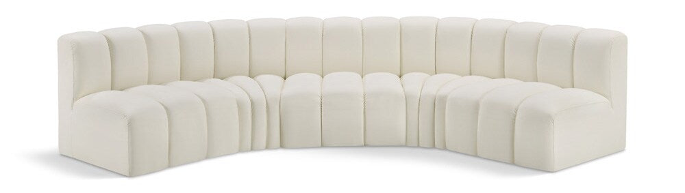 Meridian Furniture - Arc Cream Vegan Leather Modular Sofa - 5Pc - 101Cream-S5A veiw 1