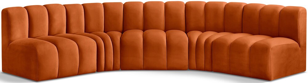 Meridian Furniture - Arc Cognac Velvet Modular Sofa - 5Pc - 103Cognac-S5A veiw 1