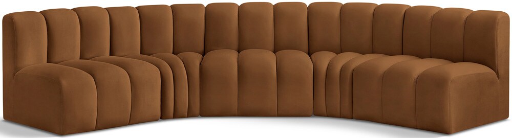 Meridian Furniture - Arc Saddle Velvet Modular Sofa - 5Pc - 103Saddle-S5A veiw 1