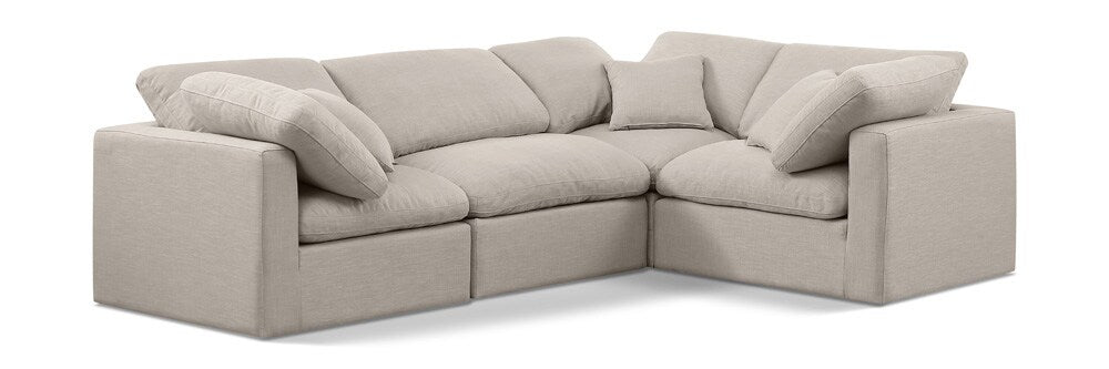 Meridian Furniture - Indulge Beige Linen Textured Fabric Modular Sectional - 4Pc - 141Beige-Sec4C veiw 1