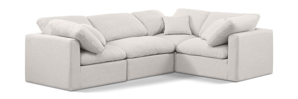 Meridian Furniture - Indulge Cream Linen Textured Fabric Modular Sectional - 4Pc - 141Cream-Sec4C veiw 1