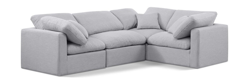 Meridian Furniture - Indulge Grey Linen Textured Fabric Modular Sectional - 4Pc - 141Grey-Sec4C veiw 1