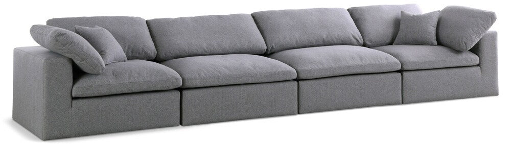 Meridian Furniture - Serene Grey Linen Textured Fabric Deluxe Comfort Modular Sofa - 4Pc - 601Grey-S158 veiw 1