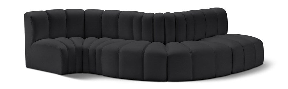 Meridian Furniture - Arc Black Vegan Leather Modular Sofa - 5Pc - 101Black-S5B veiw 1