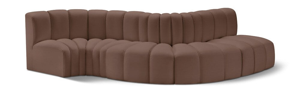 Meridian Furniture - Arc Brown Vegan Leather Modular Sofa - 5Pc - 101Brown-S5B veiw 1