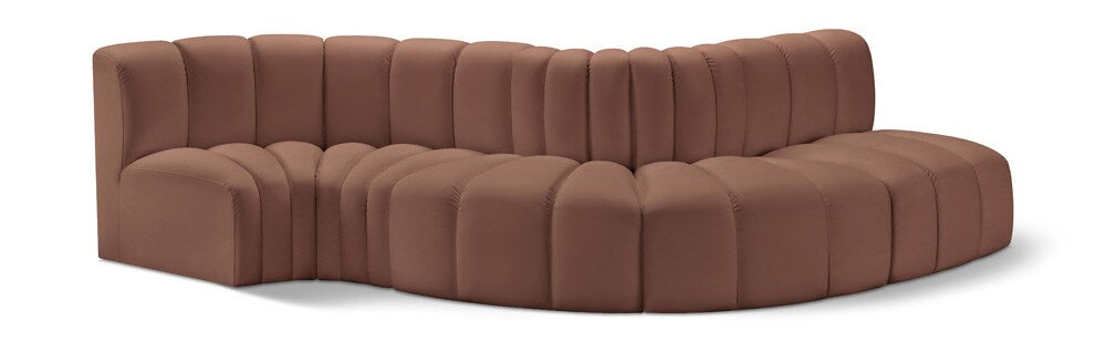Meridian Furniture - Arc Cognac Vegan Leather Modular Sofa - 5Pc - 101Cognac-S5B veiw 1