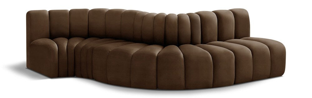 Meridian Furniture - Arc Brown Velvet Modular Sofa - 5Pc - 103Brown-S5B veiw 1