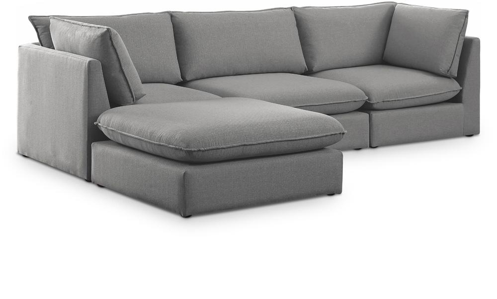 Meridian Furniture - Mackenzie Grey Durable Linen Textured Modular Sectional - 4Pc - 688Grey-Sec4B veiw 1