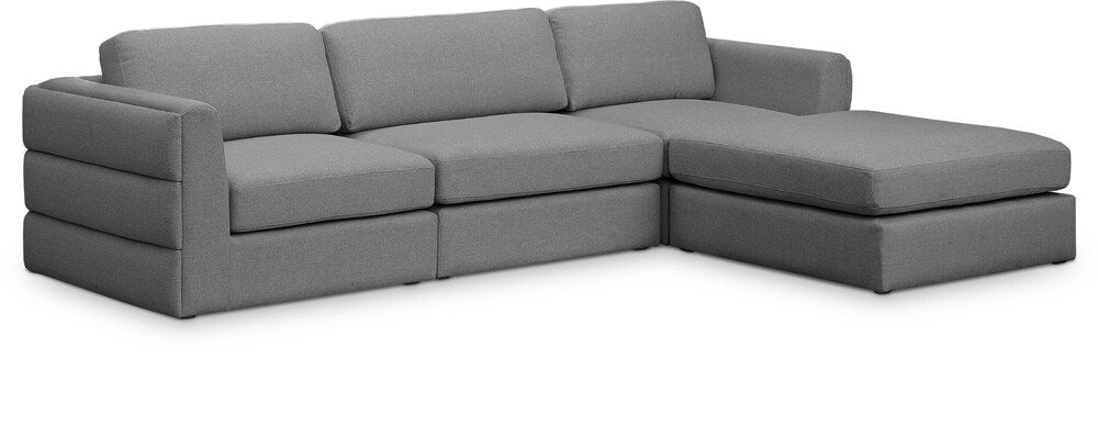 Meridian Furniture - Beckham Grey Durable Linen Textured Fabric Modular Sectional - 4Pc - 681Grey-Sec4A veiw 1
