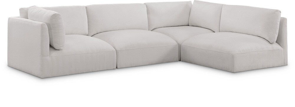 Meridian Furniture - Ease Cream Polyester Fabric Modular Sectional - 4Pc - 696Cream-Sec4B veiw 1