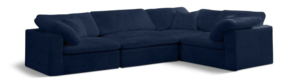 Meridian Furniture - Cozy Navy Velvet Modular Sectional - 4Pc - 634Navy-Sec4C veiw 1