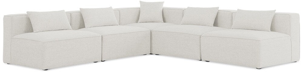 Meridian Furniture - Cube Cream Durable Linen Textured Modular Sectional - 5Pc - 630Cream-Sec5B veiw 1