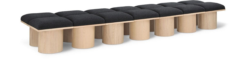 Meridian Furniture - Pavilion Black Boucle Fabric Bench - 14Pc - 465Black-14C veiw 1