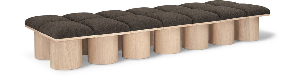 Meridian Furniture - Pavilion Brown Boucle Fabric Bench - 14Pc - 465Brown-14D veiw 1