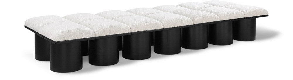Meridian Furniture - Pavilion Cream Boucle Fabric Bench - 14Pc - 466Cream-14D veiw 1
