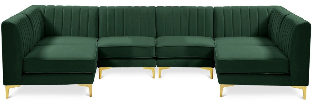 Meridian Furniture - Alina Green Velvet Modular Sectional - 6Pc - 604Green-Sec6B veiw 1