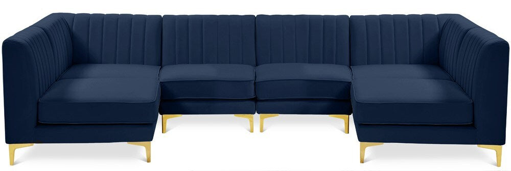 Meridian Furniture - Alina Navy Velvet Modular Sectional - 6Pc - 604Navy-Sec6B veiw 1