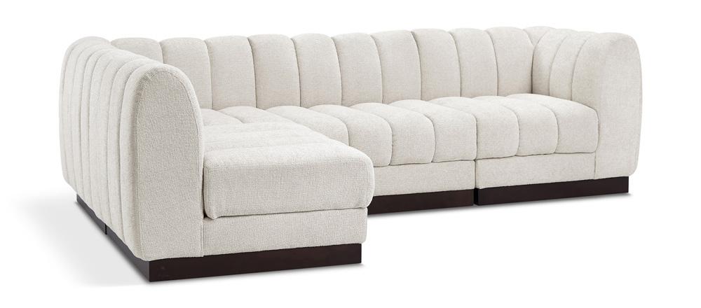 Meridian Furniture - Quinn Cream Chenille Fabric Modular Sectional - 4Pc - 124Cream-Sec4A veiw 1
