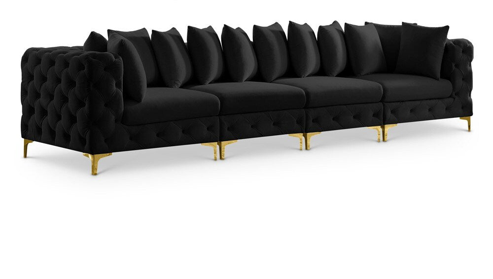 Meridian Furniture - Tremblay Black Velvet Modular Sofa - 4Pc - 686Black-S138 veiw 1
