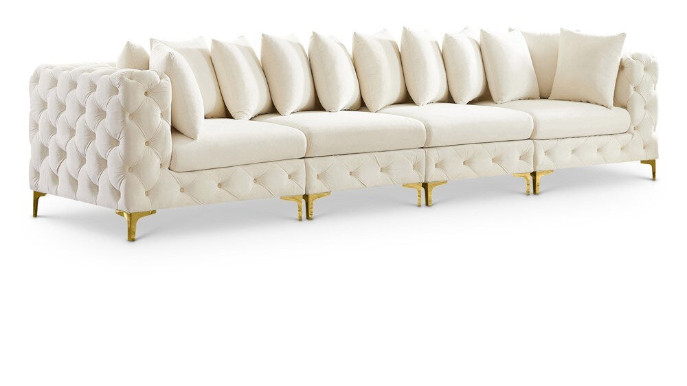 Meridian Furniture - Tremblay Cream Velvet Modular Sofa - 4Pc - 686Cream-S138 veiw 1