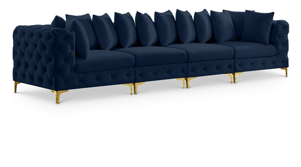 Meridian Furniture - Tremblay Navy Velvet Modular Sofa - 4Pc - 686Navy-S138 veiw 1