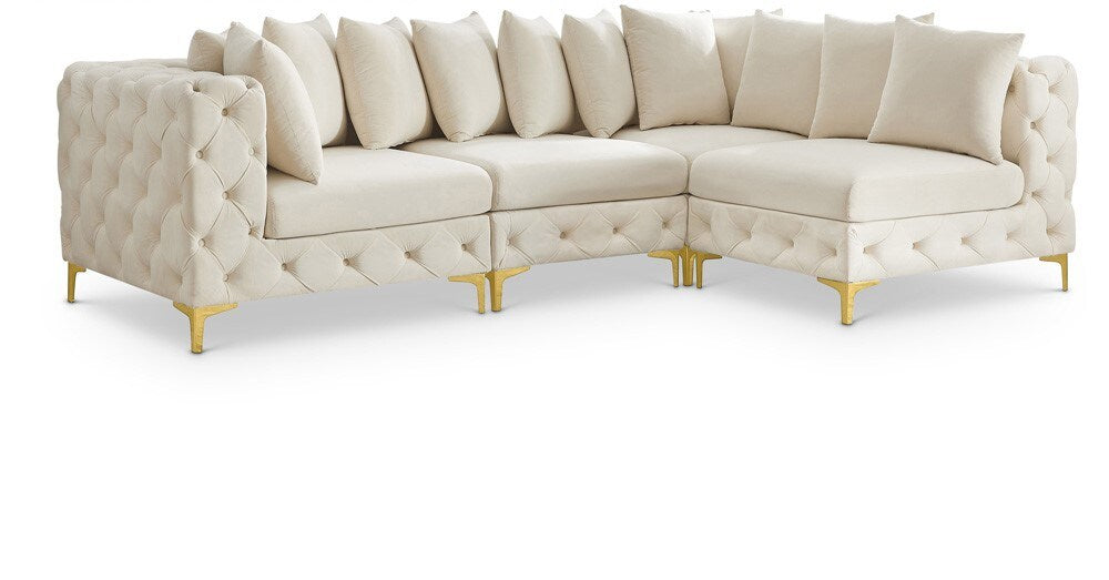 Meridian Furniture - Tremblay Cream Velvet Modular Sectional - 4Pc - 686Cream-Sec4A veiw 1