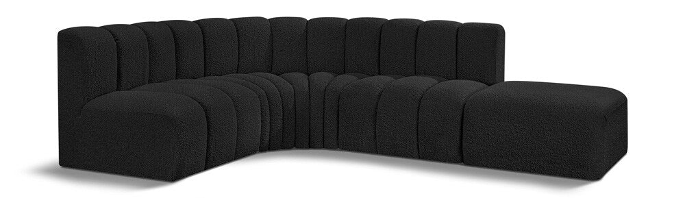 Meridian Furniture - Arc Black Boucle Fabric Modular Sofa - 5Pc - 102Black-S5C veiw 1