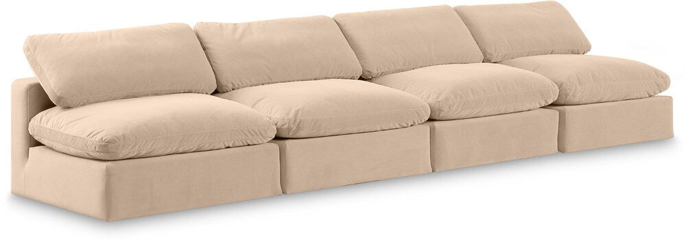 Meridian Furniture - Comfy Beige Velvet Modular Sofa - 4Pc - 189Beige-S156 veiw 1