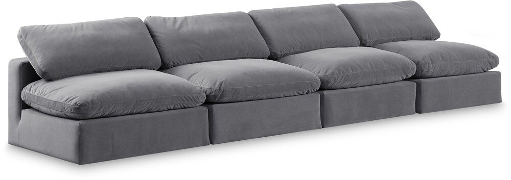 Meridian Furniture - Comfy Grey Velvet Modular Sofa - 4Pc - 189Grey-S156 veiw 1