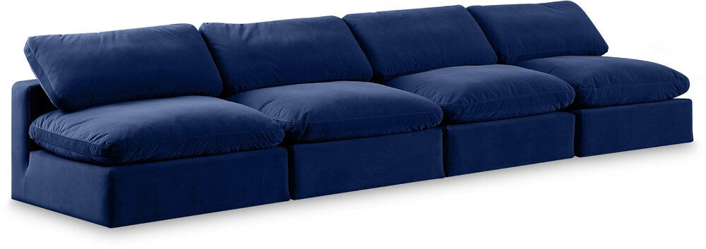 Meridian Furniture - Comfy Navy Velvet Modular Sofa - 4Pc - 189Navy-S156 veiw 1