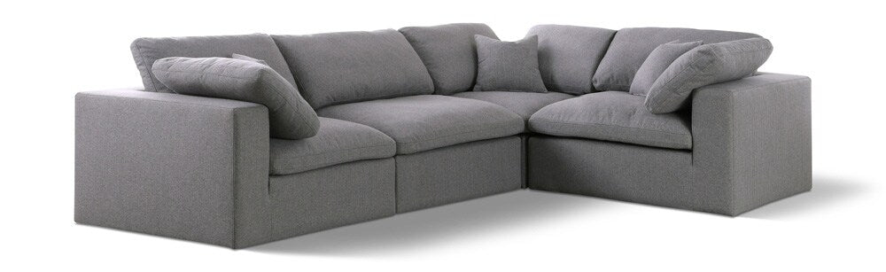 Meridian Furniture - Serene Grey Linen Textured Fabric Modular Sectional - 4Pc - 601Grey-Sec4C veiw 1