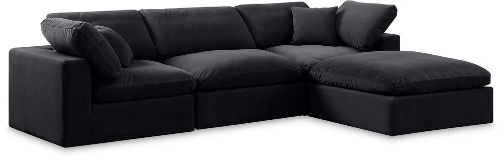 Meridian Furniture - Comfy Black Velvet Modular Sectional - 4Pc - 189Black-Sec4A veiw 1