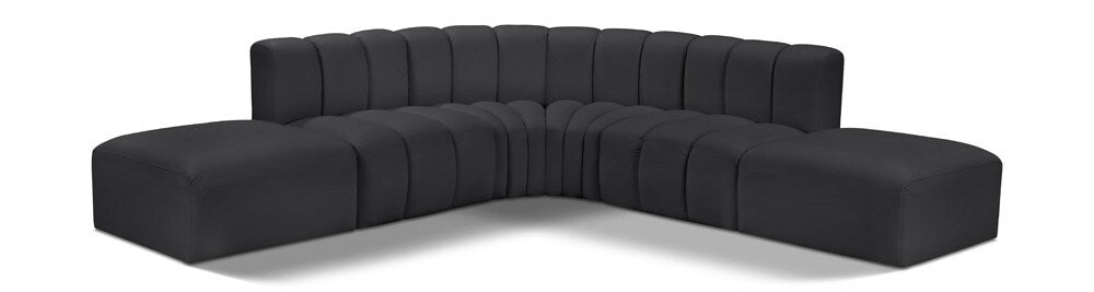 Meridian Furniture - Arc Black Vegan Leather Modular Sofa - 6Pc - 101Black-S6C veiw 1