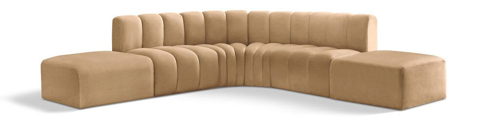 Meridian Furniture - Arc Camel Velvet Modular Sofa - 6Pc - 103Camel-S6C veiw 1