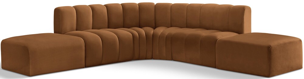 Meridian Furniture - Arc Saddle Velvet Modular Sofa - 6Pc - 103Saddle-S6C veiw 1