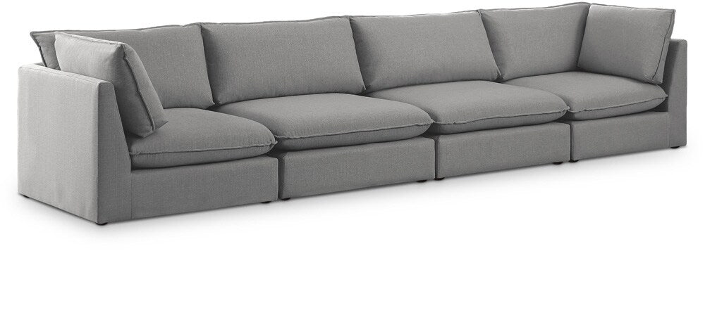 Meridian Furniture - Mackenzie Grey Durable Linen Textured Modular Sofa - 4Pc - 688Grey-S160B veiw 1