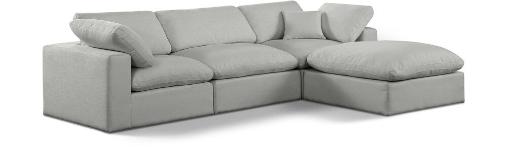 Meridian Furniture - Comfy Grey Linen Textured Fabric Modular Sectional - 4Pc - 187Grey-Sec4A veiw 1