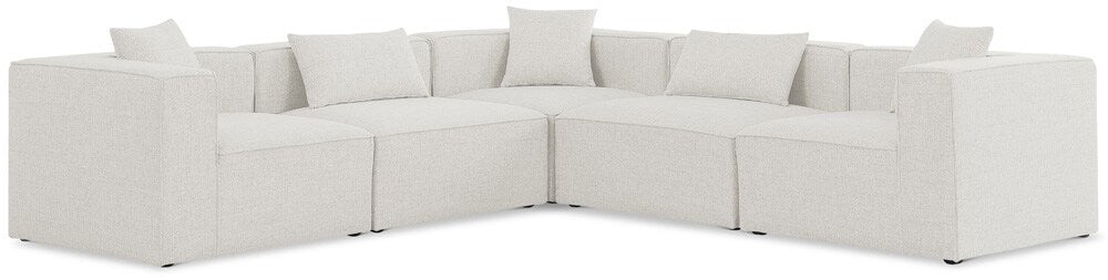 Meridian Furniture - Cube Cream Durable Linen Textured Modular Sectional - 5Pc - 630Cream-Sec5C veiw 1