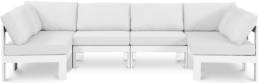 Meridian Furniture - Nizuc White Water Resistant Fabric Outdoor Patio Modular Sectional - 6Pc - 375White-Sec6B veiw 1