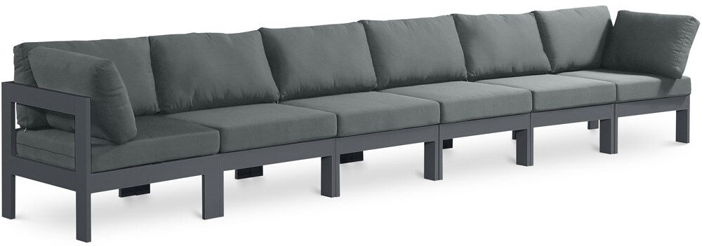 Meridian Furniture - Nizuc Grey Water Resistant Fabric Outdoor Patio Modular Sofa - 6Pc - 376Grey-S180A veiw 1