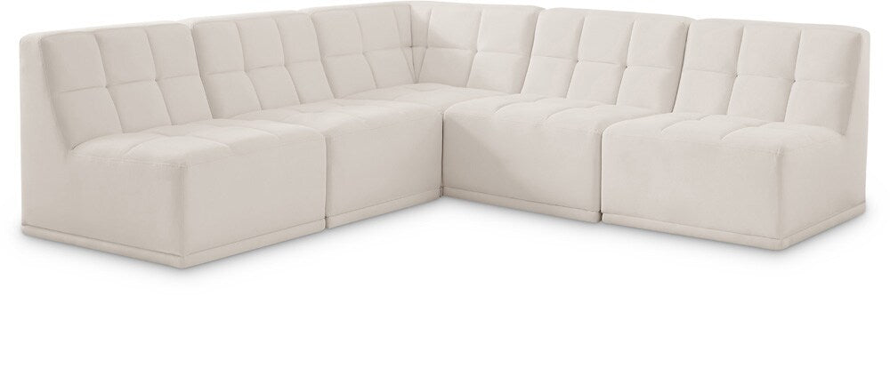 Meridian Furniture - Relax Cream Velvet Modular Sectional - 5Pc - 650Cream-Sec5C veiw 1