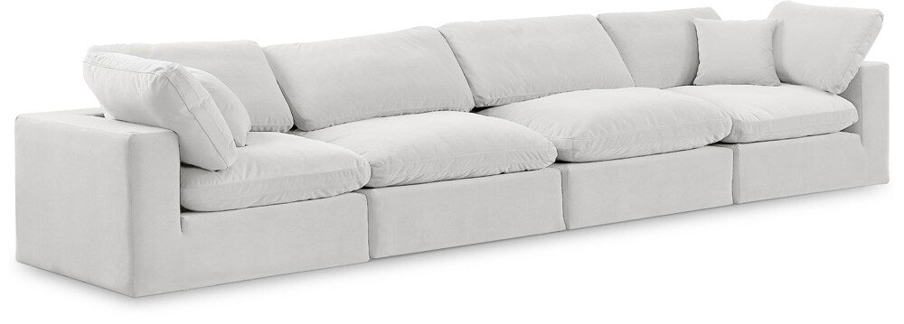 Meridian Furniture - Comfy Cream Velvet Modular Sofa - 4Pc - 189Cream-S158 veiw 1