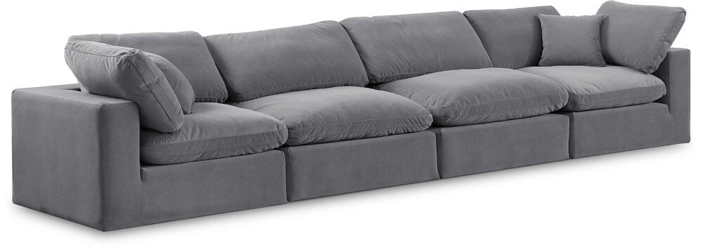 Meridian Furniture - Comfy Grey Velvet Modular Sofa - 4Pc - 189Grey-S158 veiw 1