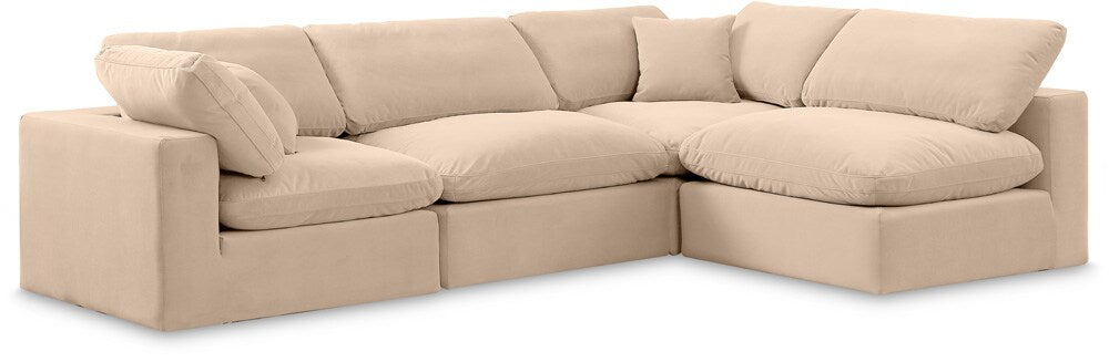 Meridian Furniture - Comfy Beige Velvet Modular Sectional - 4Pc - 189Beige-Sec4B veiw 1