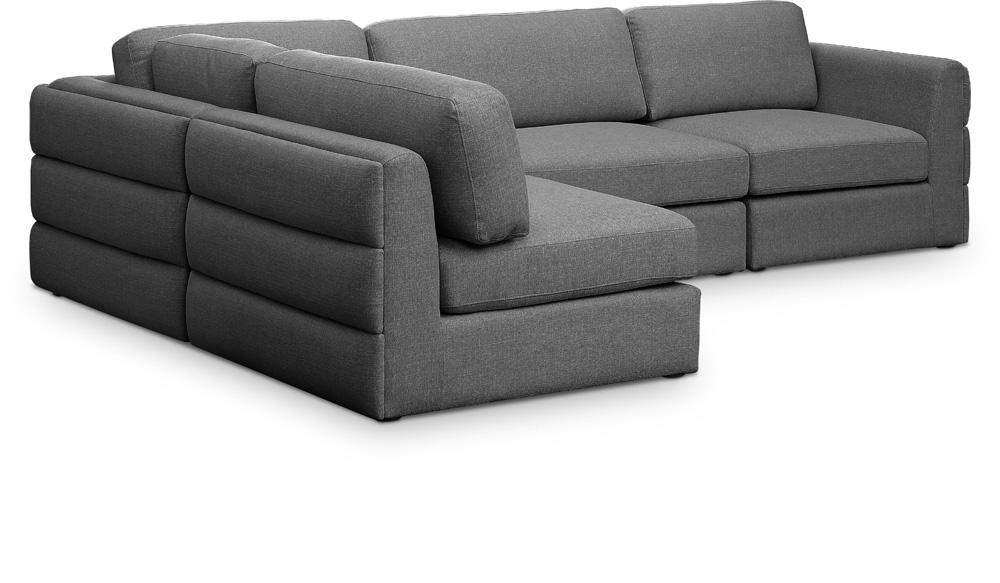 Meridian Furniture - Beckham Grey Durable Linen Textured Fabric Modular Sectional - 4Pc - 681Grey-Sec4B veiw 1